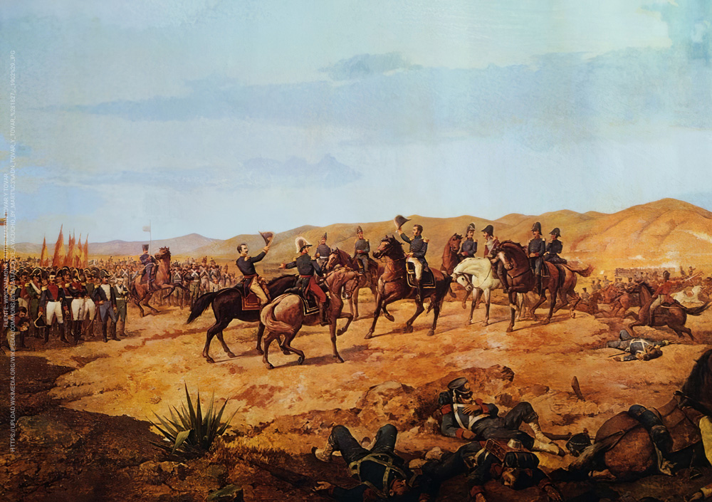 La obra “Batalla de Ayacucho” del pintor venezolano Martín Tovar y Tovar (1827-1902). “El ejército patriota está comandado por Antonio José de Sucre (…) La Batalla toma hora y media y el triunfo de los patriotas es contundente”.