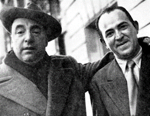 Pablo Neruda y Miguel Otero Silva, fundador del diario El Nacional (Fuente: Desconocida).